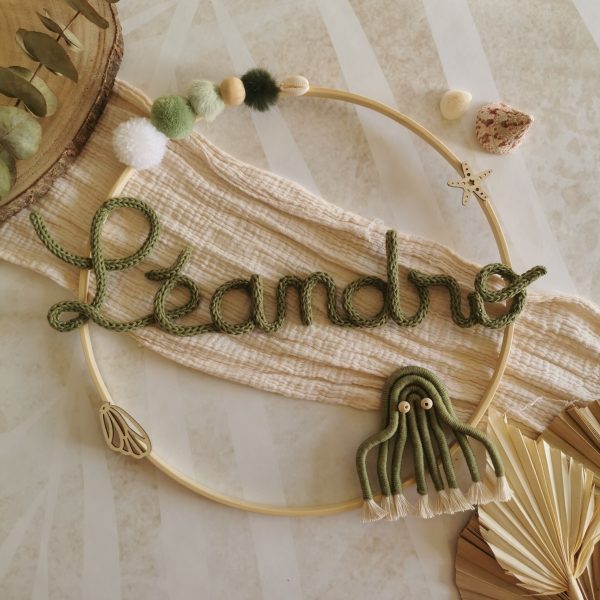 Couronne prénom tricotin avec animaux macramé – Image 4