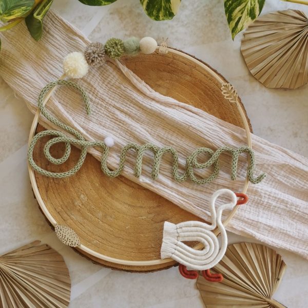 Couronne prénom tricotin avec animaux macramé – Image 9