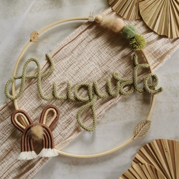 Couronne prénom tricotin avec animaux macramé – Image 2