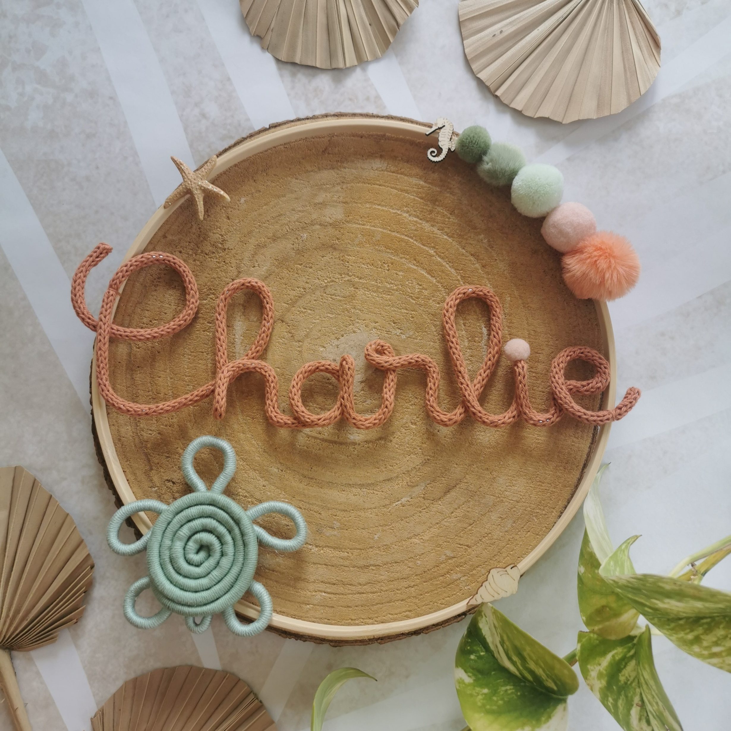 Couronne prénom tricotin avec animaux macramé – Image 2