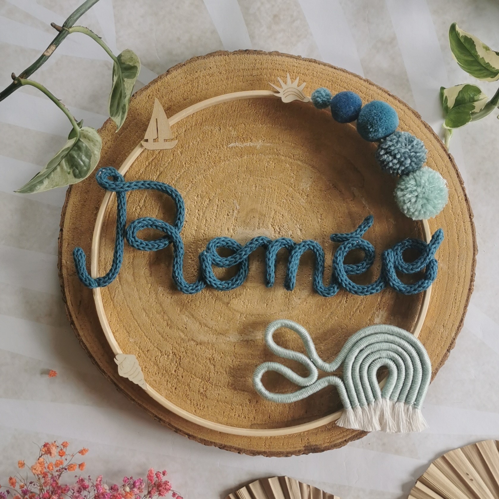 Couronne prénom tricotin avec animaux macramé – Image 10