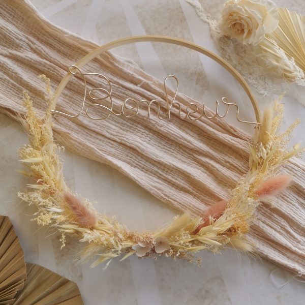 Prénoms tricotin sur bois flotté avec option fleurs séchées – Image 5