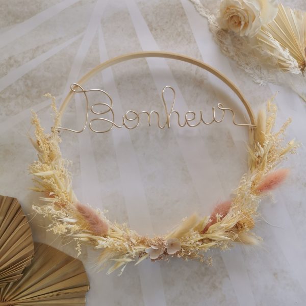 Couronne fleur séchée avec personnalisation fil doré – Image 10
