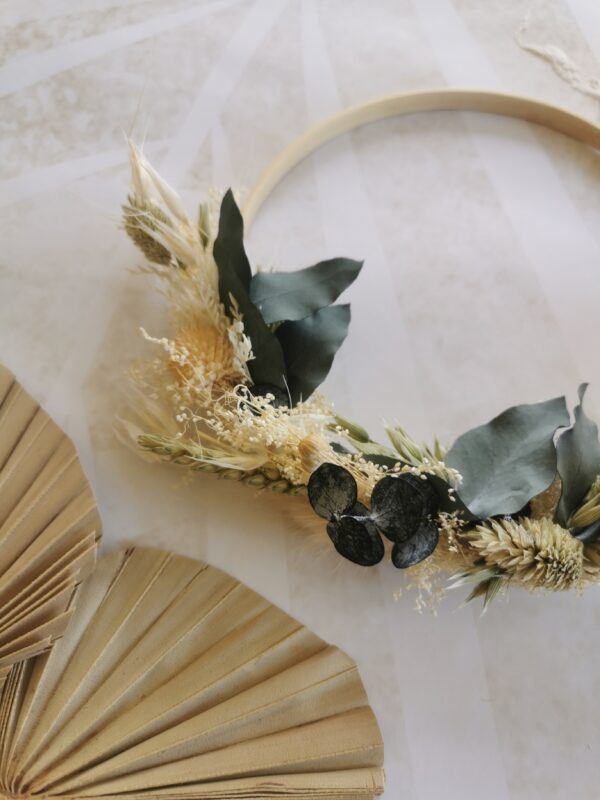 Couronne fleur séchée avec personnalisation fil doré – Image 4