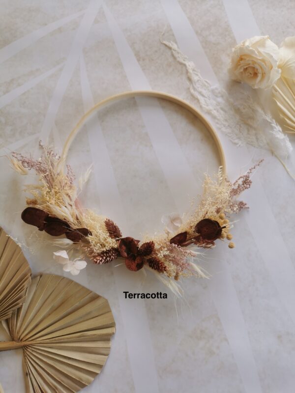 Couronne fleur séchée avec personnalisation fil doré – Image 9