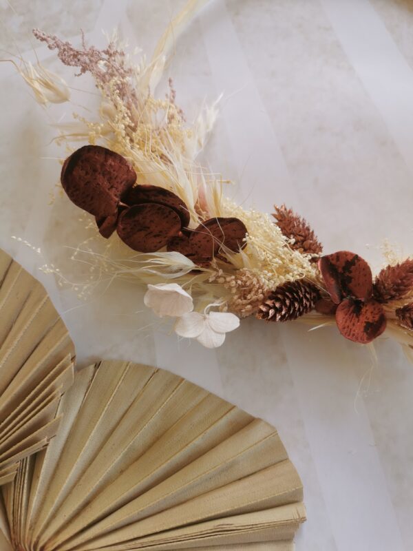 Couronne fleur séchée avec personnalisation fil doré – Image 3