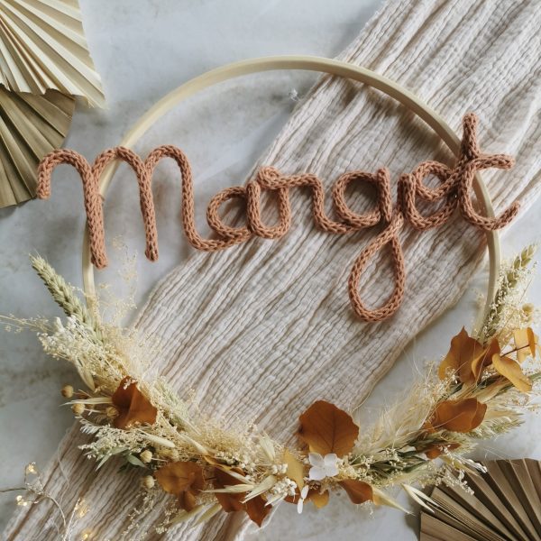 Couronne fleurs séchées avec personnalisation tricotin – Image 3