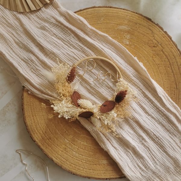 Couronne fleur séchée avec personnalisation fil doré – Image 6
