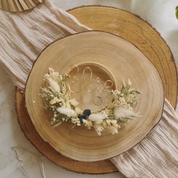 Couronne fleur séchée avec personnalisation fil doré – Image 7