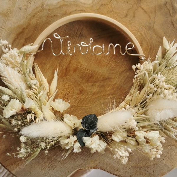 Couronne fleur séchée avec personnalisation fil doré – Image 8