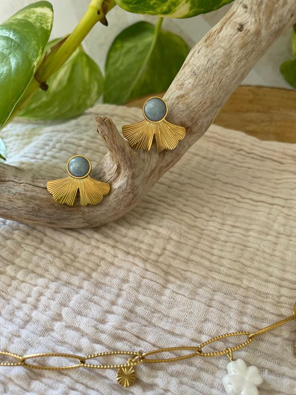 Boucles d'oreilles bleues et dorées – Image 6