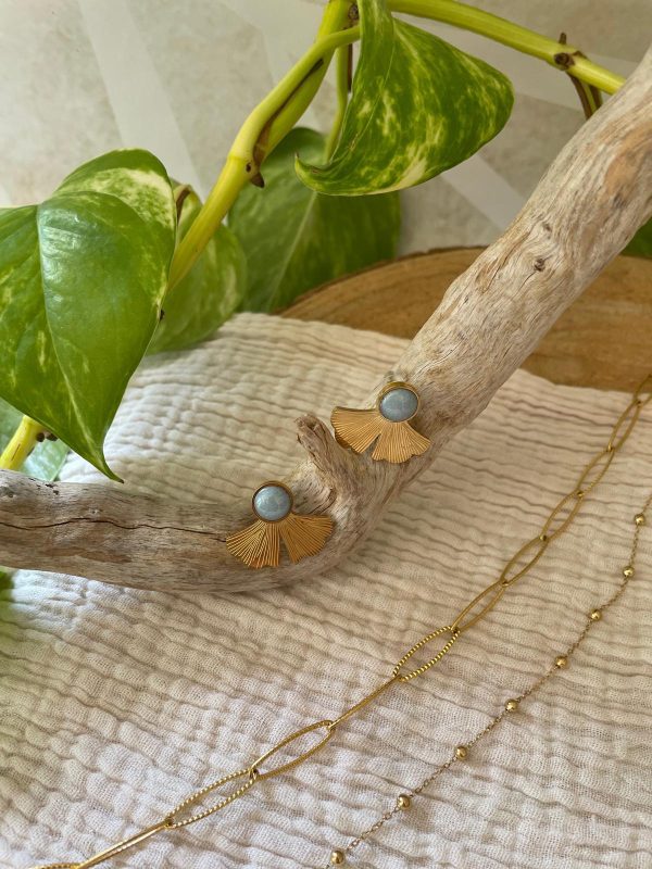 Boucles d'oreilles bleues et dorées – Image 4