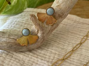 Boucles d'oreilles bleues et dorées