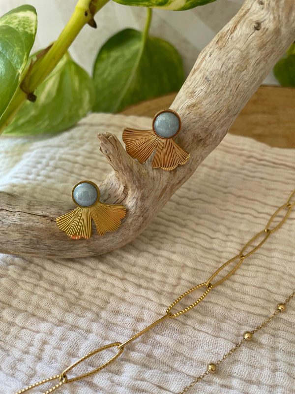 Boucles d'oreilles bleues et dorées