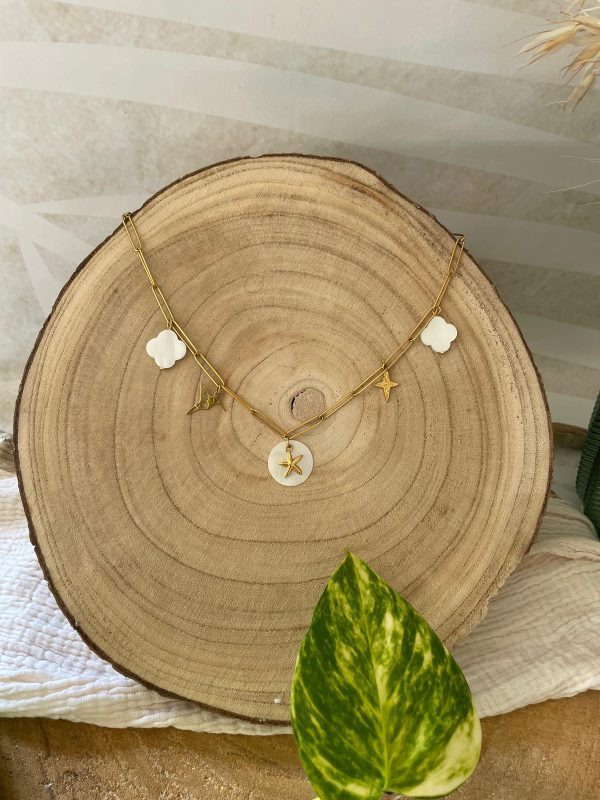 Collier charms nacre et doré – Image 2