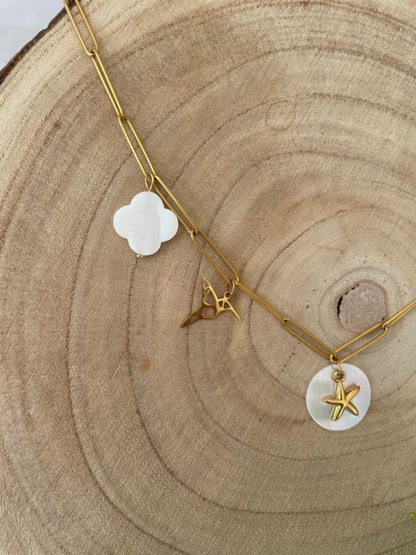Collier charms nacre et doré – Image 4