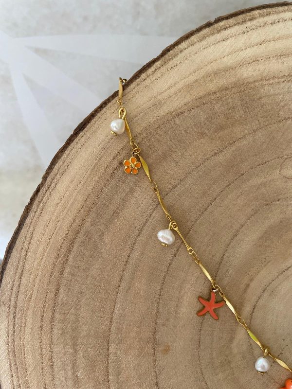 Collier orange breloques acier inoxydable – Image 5
