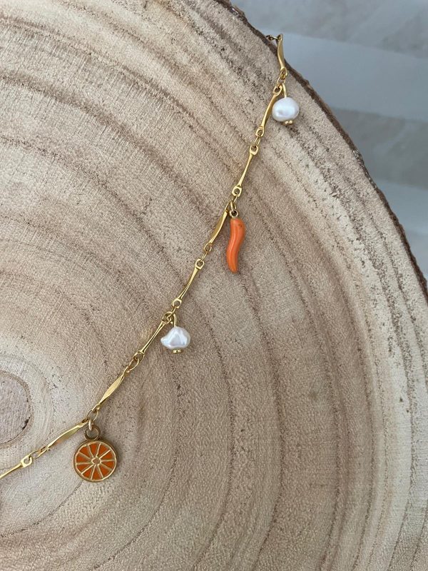 Collier orange breloques acier inoxydable – Image 6