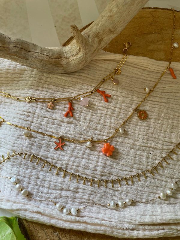 Collier orange breloques acier inoxydable – Image 12