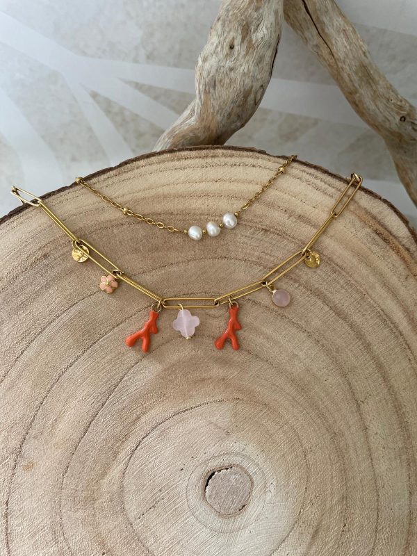 Bracelet breloques rose pâle et orange – Image 3
