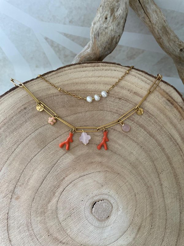 Bracelet fin doré et perles nacre – Image 5