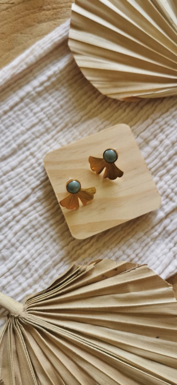 Boucles d'oreilles bleues et dorées – Image 5