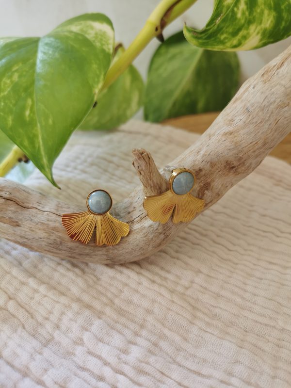 Boucles d'oreilles bleues et dorées – Image 3
