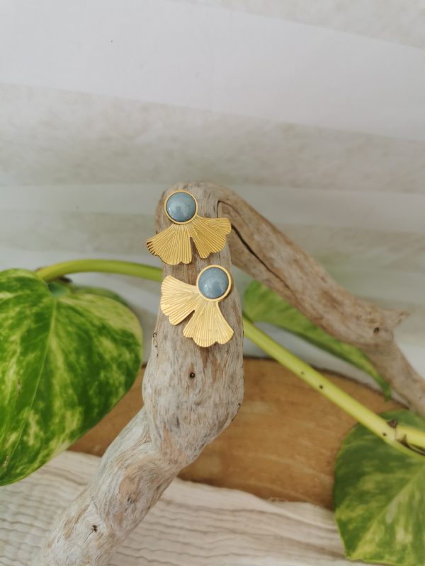 Boucles d'oreilles bleues et dorées – Image 2