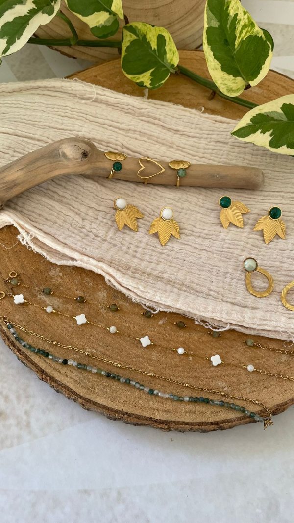 Bracelet doré et pierres vertes – Image 5