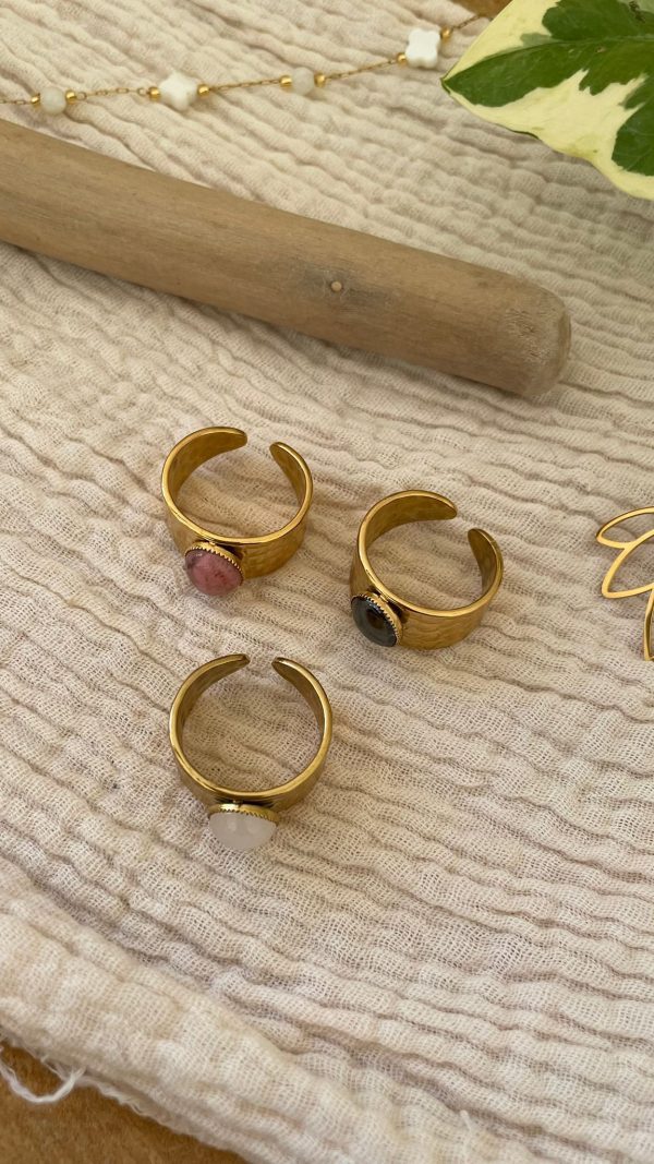 Bague large acier inoxydable et pierre blanche – Image 4