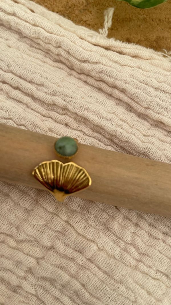 Bague feuille de ginkgo dorée – Image 9