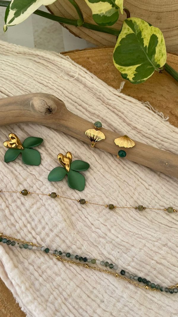 Bracelet doré et pierres vertes – Image 9