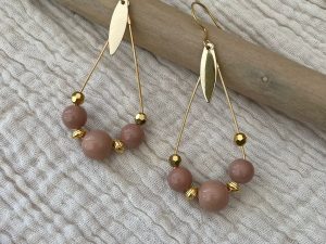 Boucles dorées goutte vieux rose