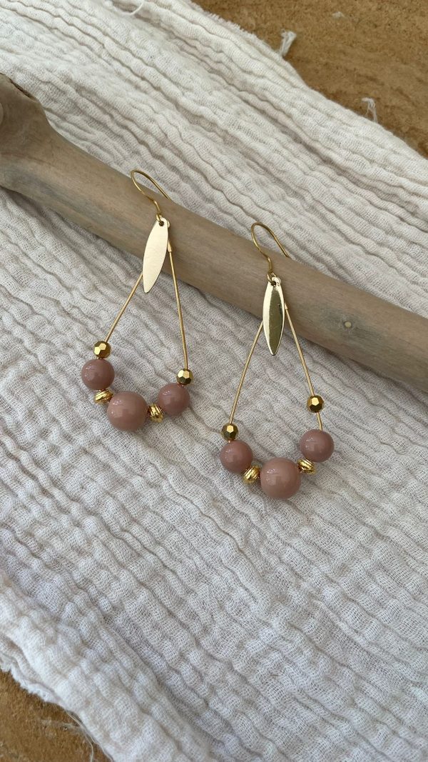 Boucles dorées goutte vieux rose