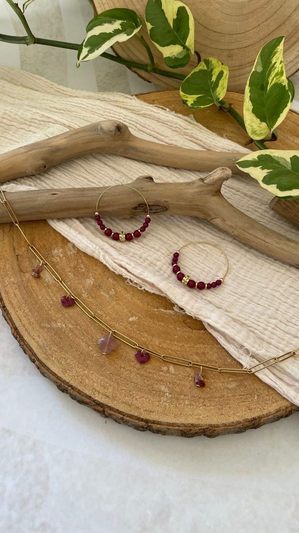 Collier prune et rose avec charms
