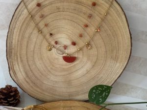 Collier terracotta et doré 2 rangs