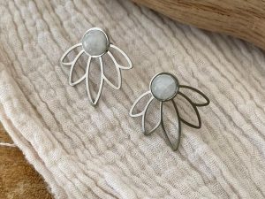 Boucles d'oreilles blanches eventail