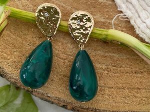 Boucles d'oreilles gouttes vertes