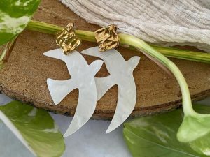 Boucles d'oreilles oiseau blanc