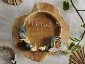 Cercle fleuri petit format amour vert eucalyptus