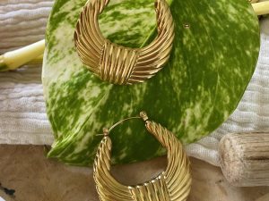 Boucles d'oreilles anneau doré acier inoxydable