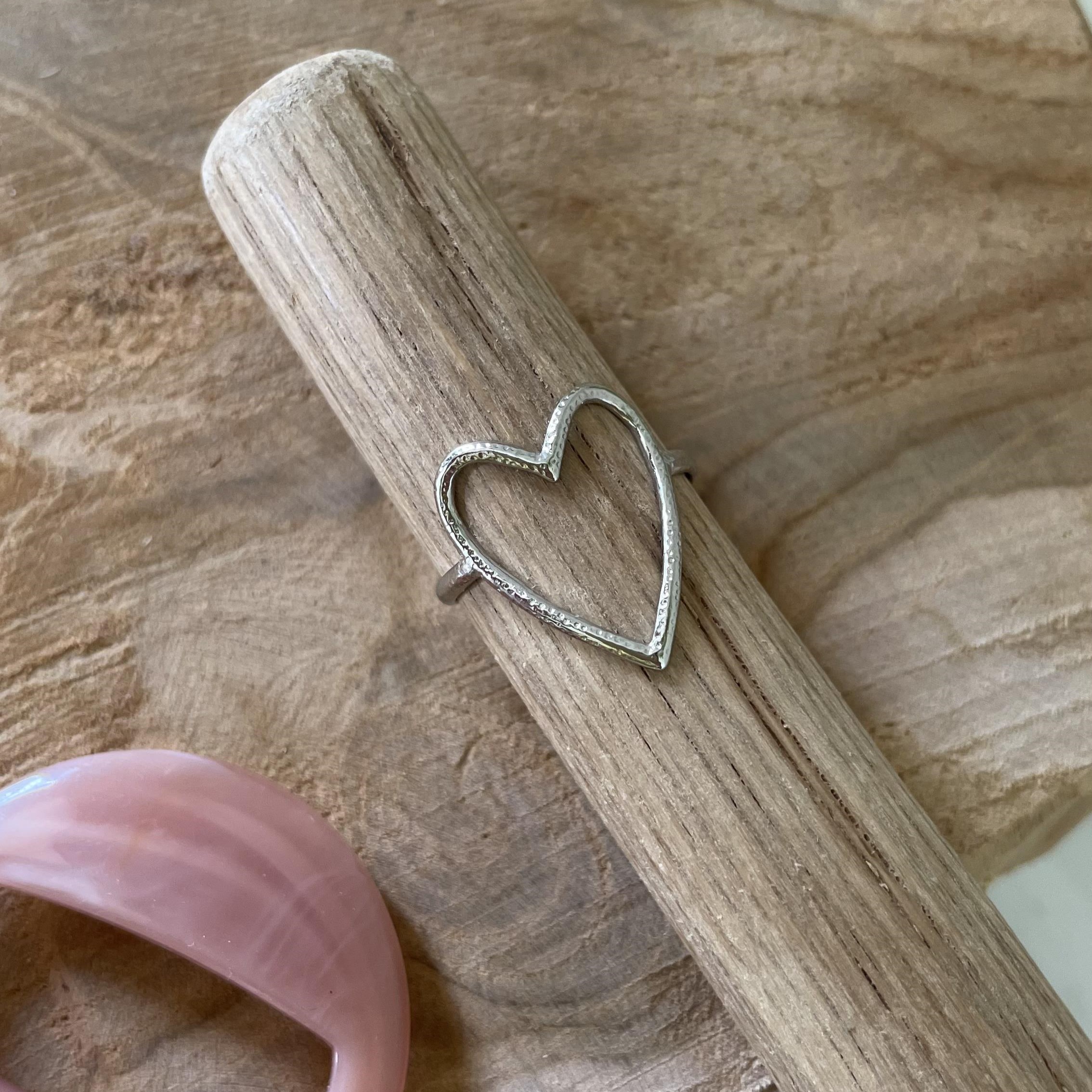 Bague coeur argenté ajustable acier inoxydable – Image 4