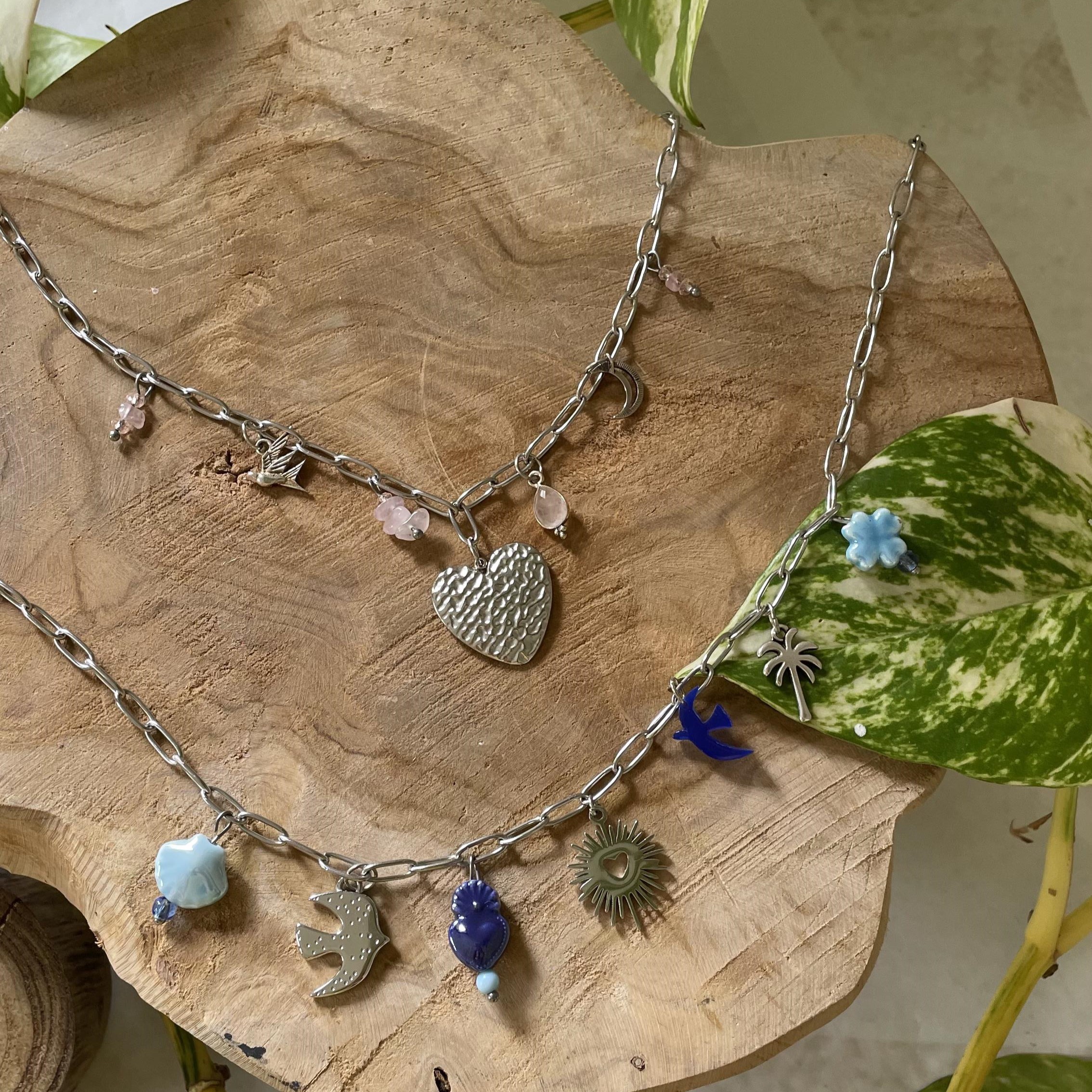 Collier pampilles roses et argentées tendance estivale – Image 7