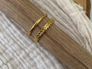Bague dorée double rang acier inoxydable