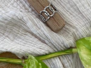 Bague argentée acier inoxydable anneaux