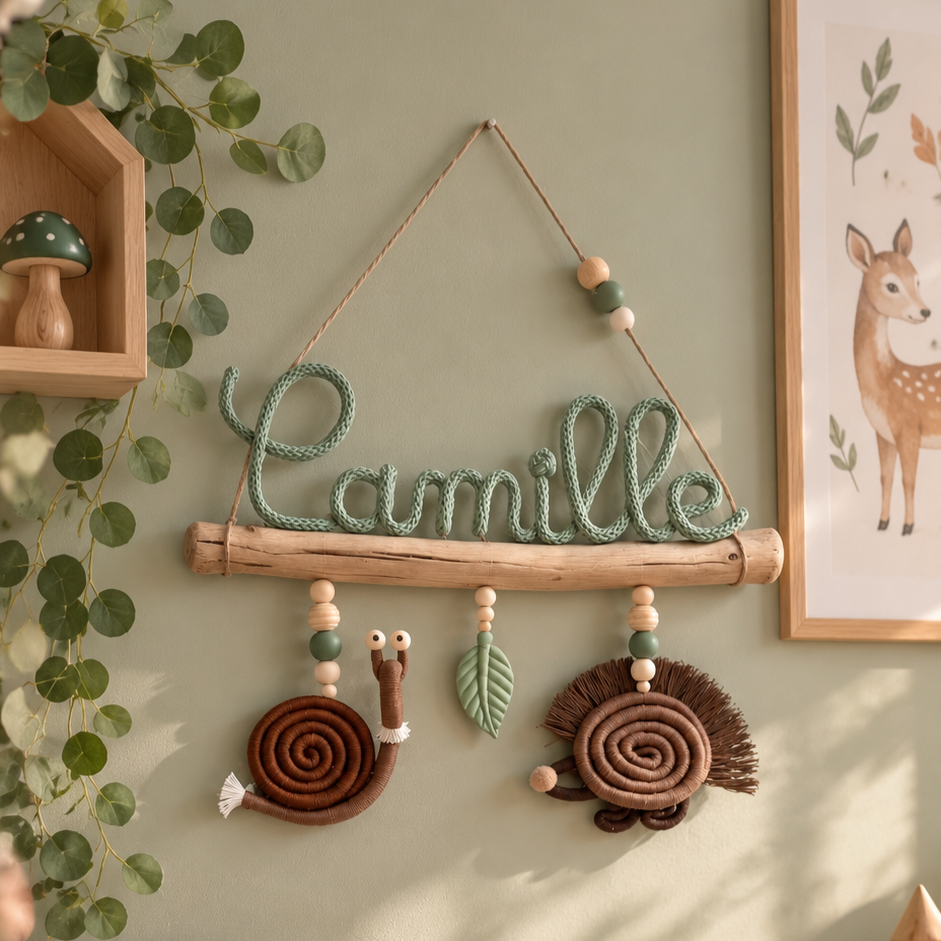 Décoration chambre bébé unique prénom personnalisable vert sauge – Image 4